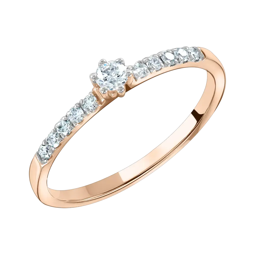 Product image 1 of the product “Women's Ring “Solitaire with Stone-Set Shoulders” in 585 Rose Gold with Diamonds ”