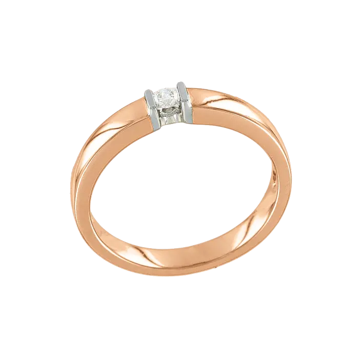 Product image 1 of the product “Women's Ring “Open-Set Solitaire” in 585 Rose Gold with Diamonds, 0.07 ct ”