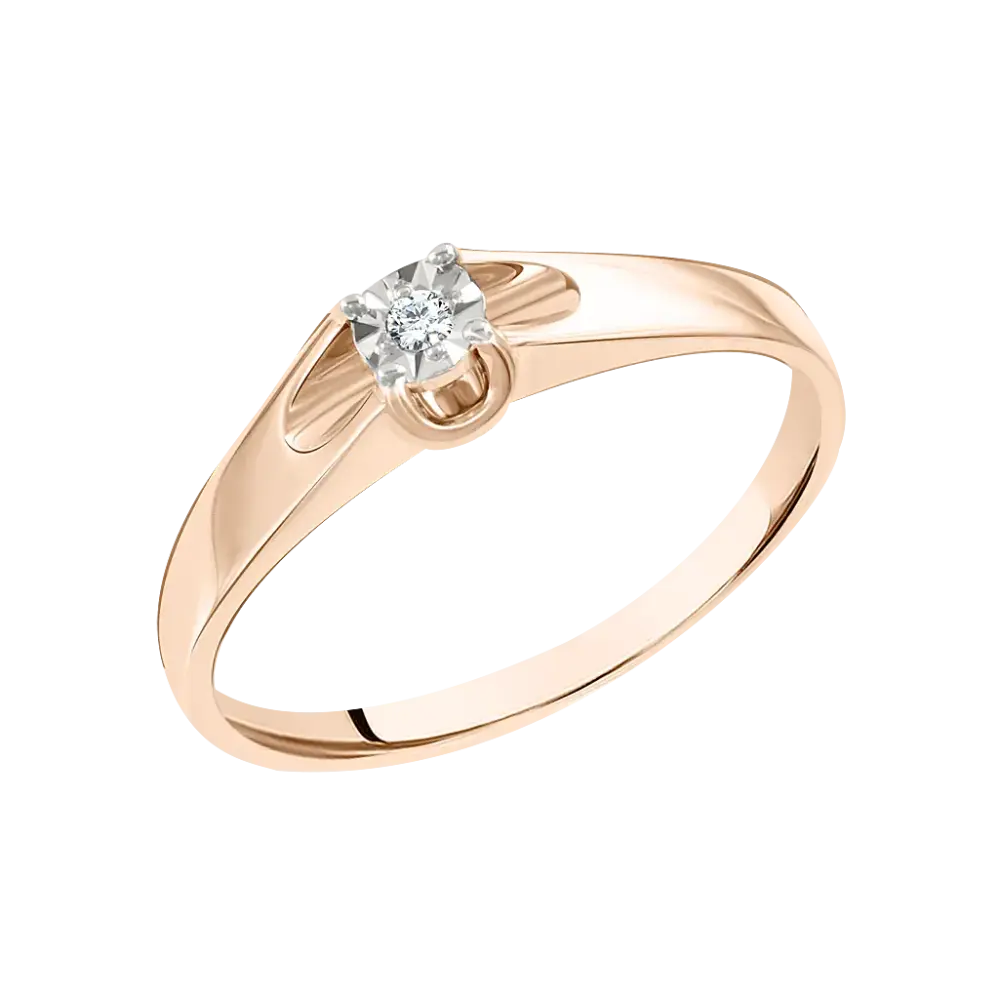 Product image 1 of the product “Women's Ring “Open-Set Solitaire” in 585 Rose Gold with Diamonds, 0.014 ct ”