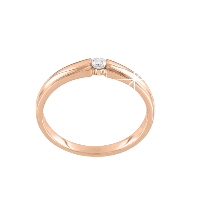 Product image 1 of the product “Women's Ring “Narrow Solitaire” in 585 Rose Gold with Diamonds, 0.06 ct ”