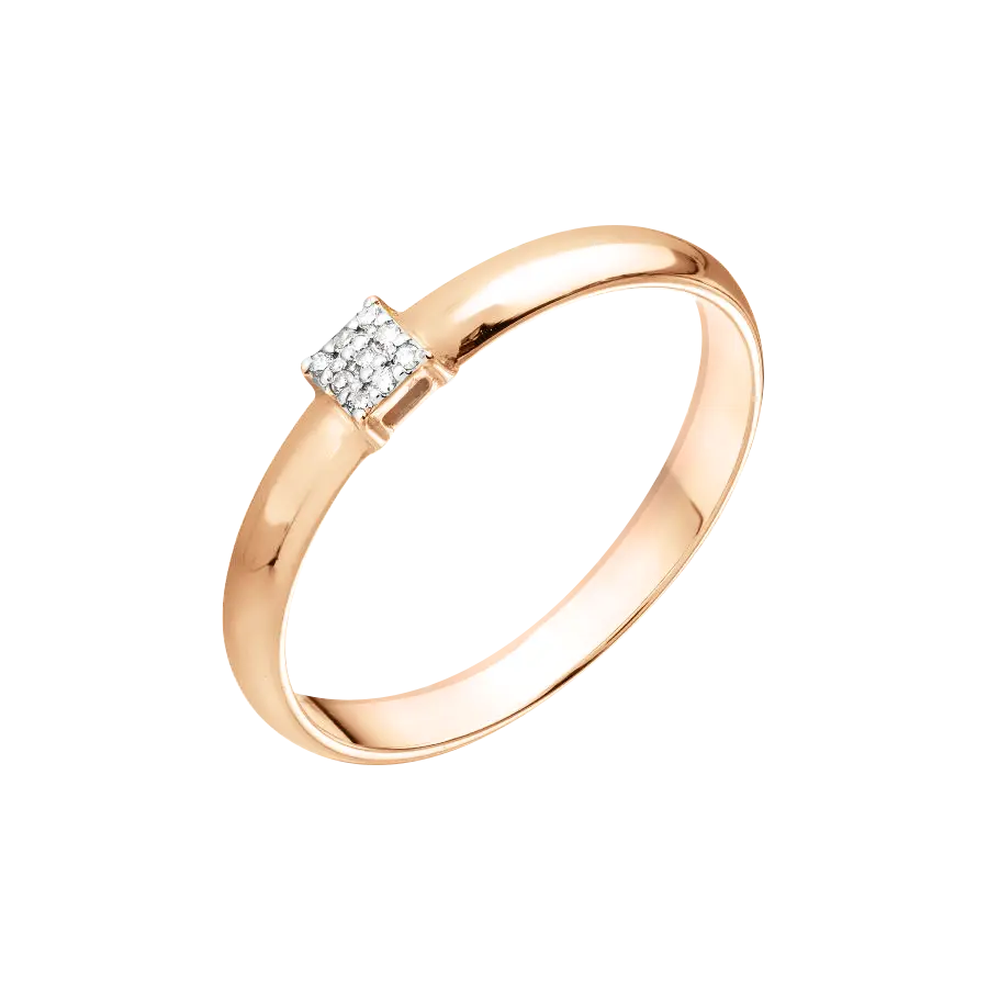 Product image 1 of the product “Women's Ring “Square Stone Cluster” in 585 Rose Gold with Diamonds ”