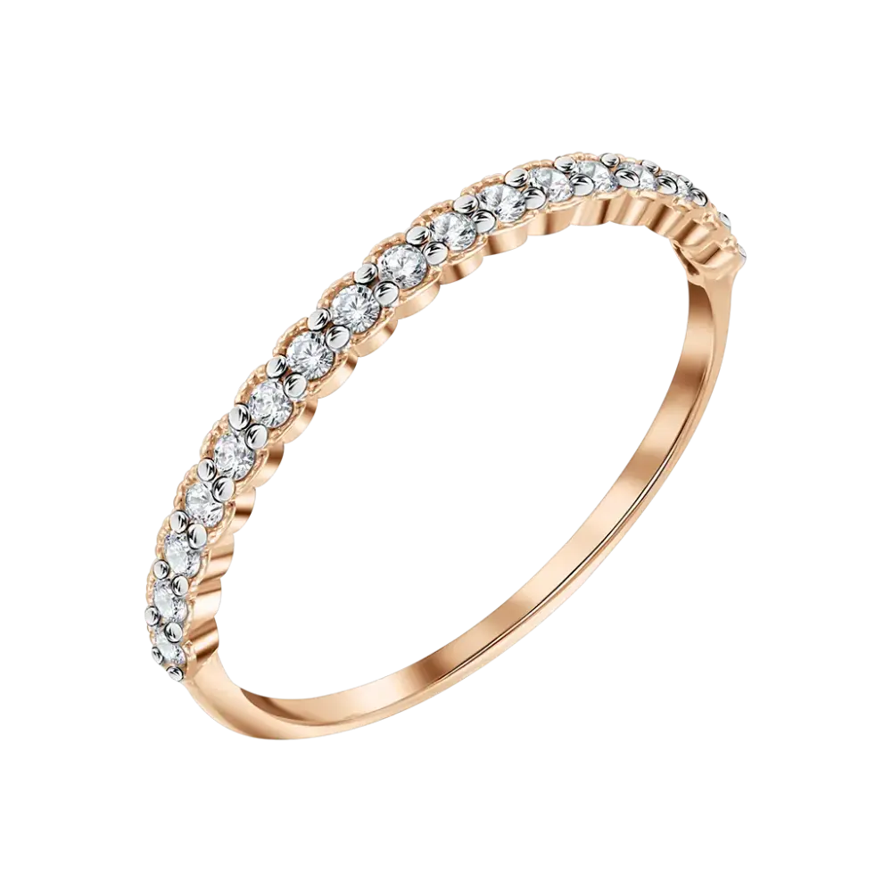 Product image 1 of the product “Women's Ring “Half Stone Row” in 585 Rose Gold with Diamonds ”
