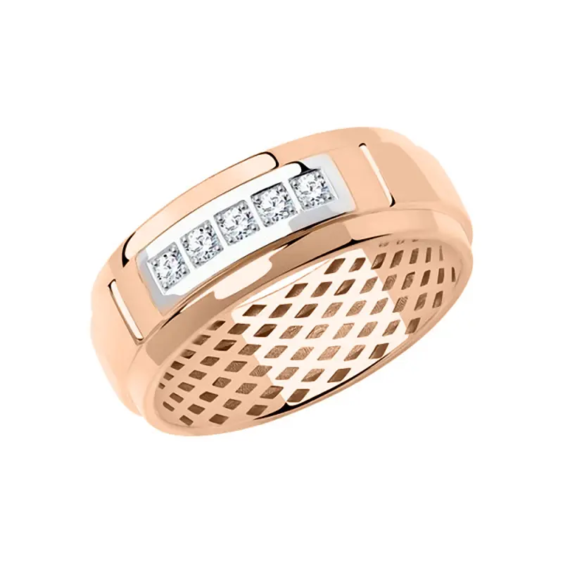 Artikelbild 1 des Artikels “Damenring „Steinreihe im Querfeld“ aus 585 Bicolor-Gold mit Zirkonia “