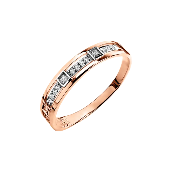 Product image 1 of the product “Women's Ring “Stone Row with Panels” in 585 Rose Gold with Diamonds ”