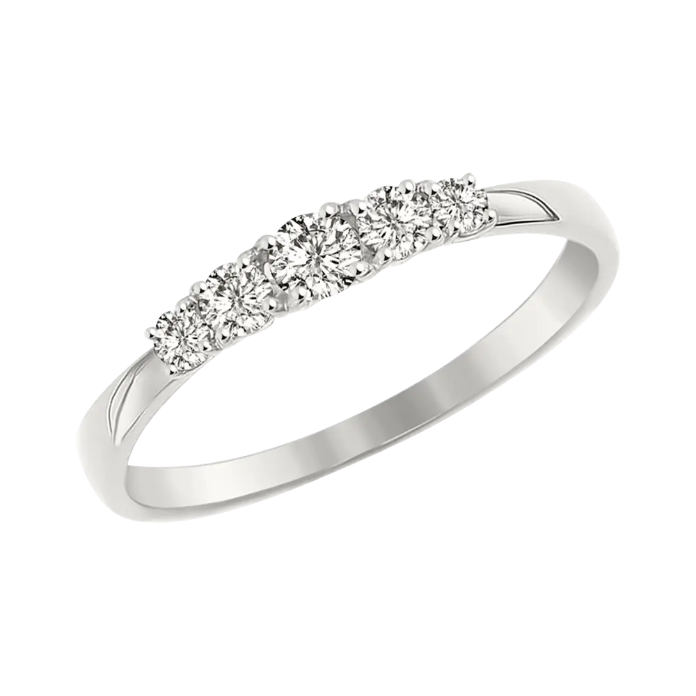 Product image 1 of the product “Women's Ring “Row of Five Stones” in 585 White Gold with Cubic Zirconia and Swarovski Crystals ”