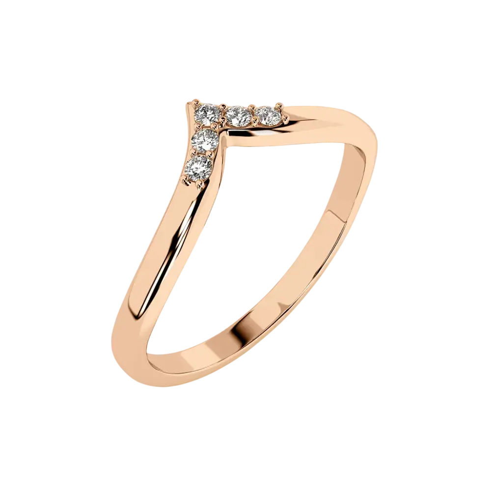Product image 1 of the product “Women's Ring “V-Shape with Stones” in 585 Rose Gold with Diamonds, 0.05 ct ”