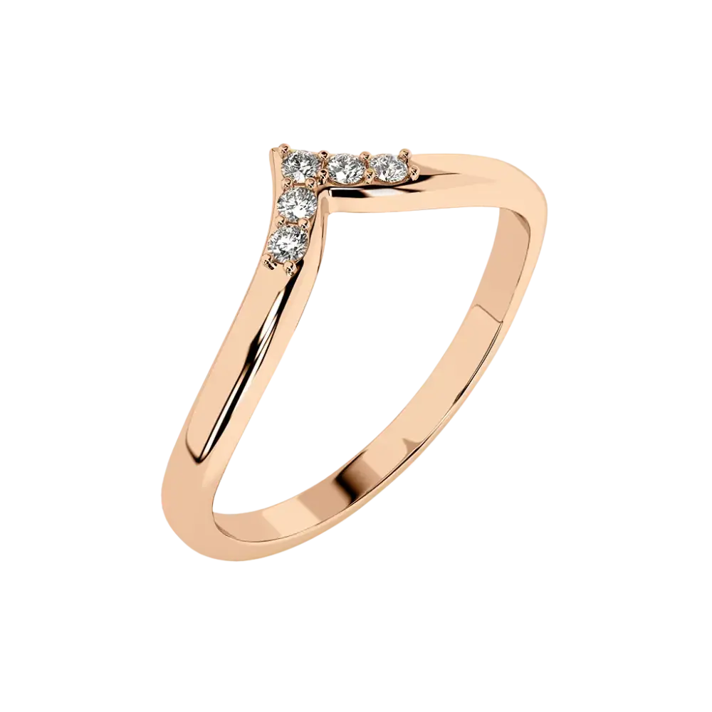 Artikelbild 1 des Artikels “Damenring „V-Form mit Steinen“ aus 585 Rotgold mit Brillanten, 0,05 ct “