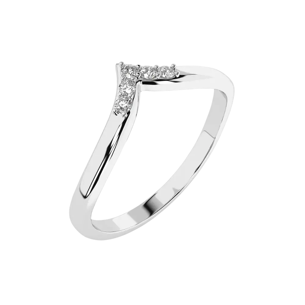 Product image 1 of the product “Women's Ring “V-Shape with Stones” in 585 White Gold with Diamonds ”