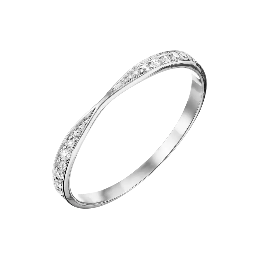 Product image 1 of the product “Women's Ring “Twisted Shank with Stones” in 585 White Gold with Cubic Zirconia ”
