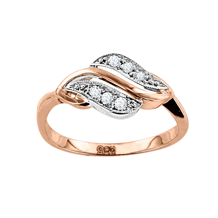Artikelbild 1 des Artikels “Damenring „Welle mit Steinreihen“ aus 585 Bicolor-Gold mit Brillanten “