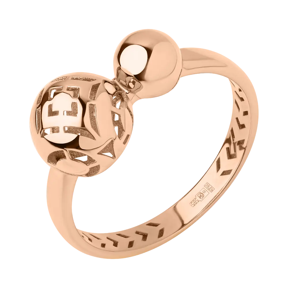 Artikelbild 1 des Artikels “Damenring „Zwei Kugeln“ aus 585 Rotgold “