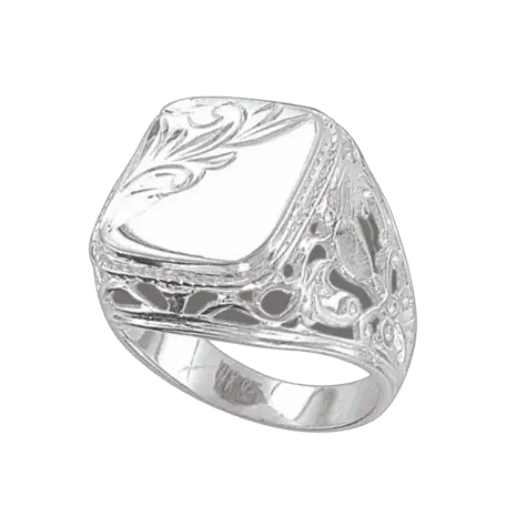 Product image 1 of the product “Men's Ring “Openwork Plate with Engraving” in 925 Sterling Silver ”