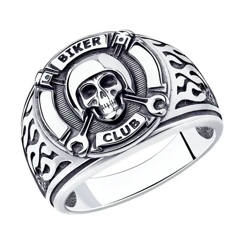 Product image 1 of the product “Men's Ring “Skull Biker Club” in 925 Sterling Silver ”