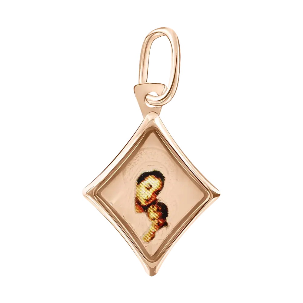Product image 1 of the product “Icon Pendant “Coloured Rhombus” in 585 Rose Gold, Height 25 mm ”