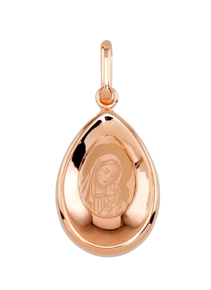 Product image 1 of the product “Icon Pendant “Teardrop Mother of God” in 585 Rose Gold, Height 30 mm ”