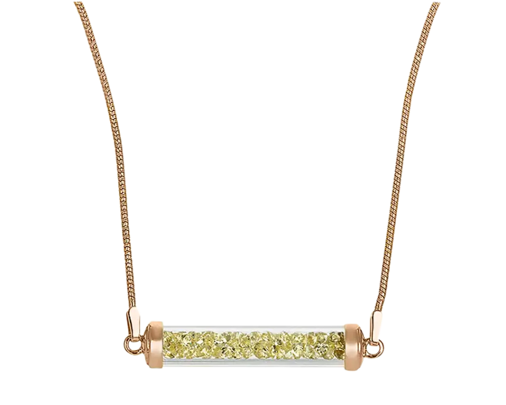 Artikelbild 1 des Artikels “Kette „Glasröhrchen mit Steinen“ aus 925 Silber vergoldet mit Schmuckglas “