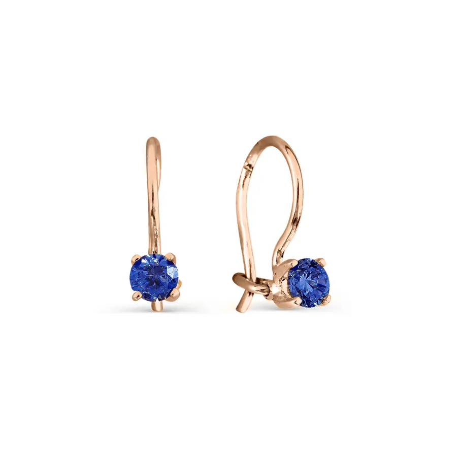 Product image 1 of the product “Children's Drop Earrings “Blue Solitaire” in 585 Rose Gold with Cubic Zirconia ”