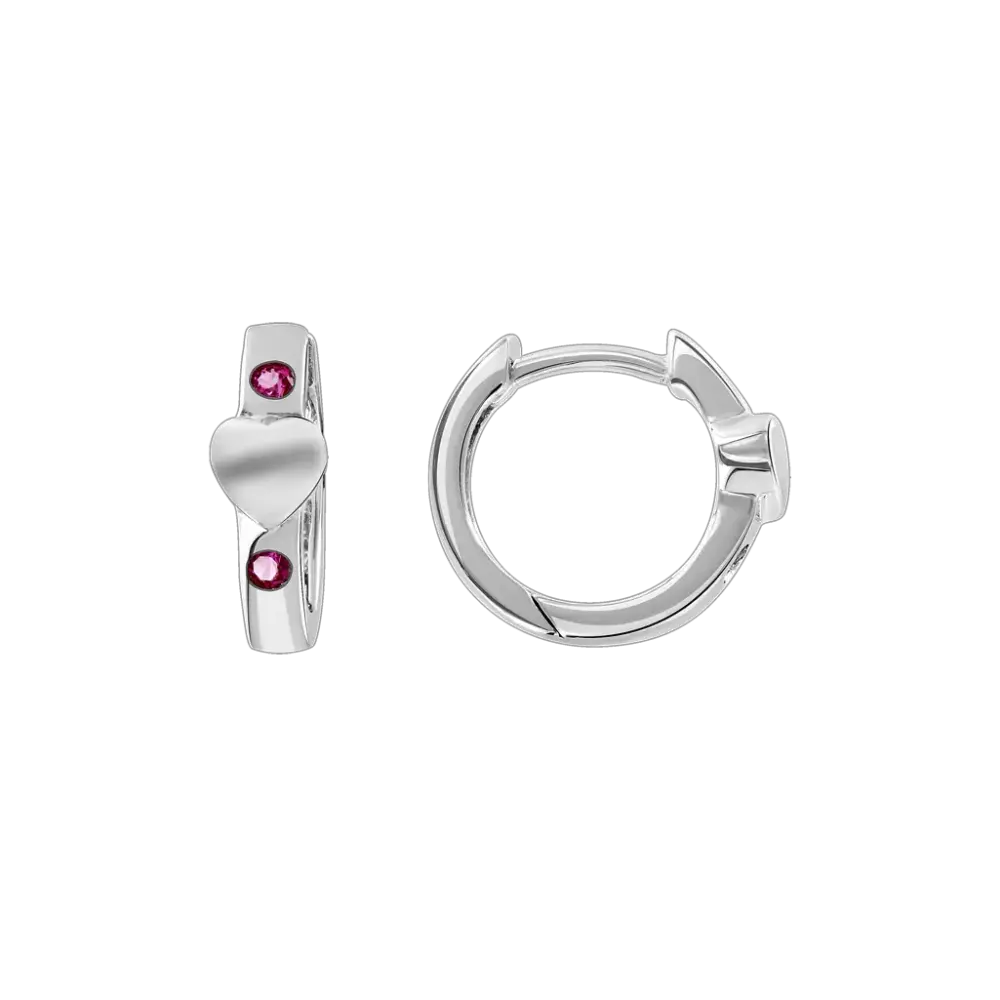 Product image 1 of the product “Children's Drop Earrings “Hoop with Red Stones” in 925 Sterling Silver with Cubic Zirconia ”