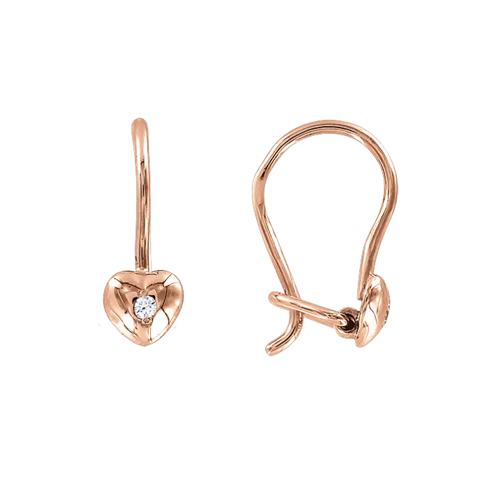 Artikelbild 1 des Artikels “Kinder-Ohrhänger „Herz mit Stein“ aus 585 Rotgold mit Zirkonia, Höhe 13 mm “