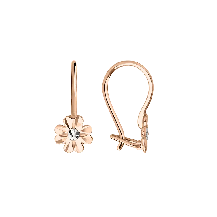 Product image 1 of the product “Children's Drop Earrings “Small Flower” in 585 Rose Gold ”