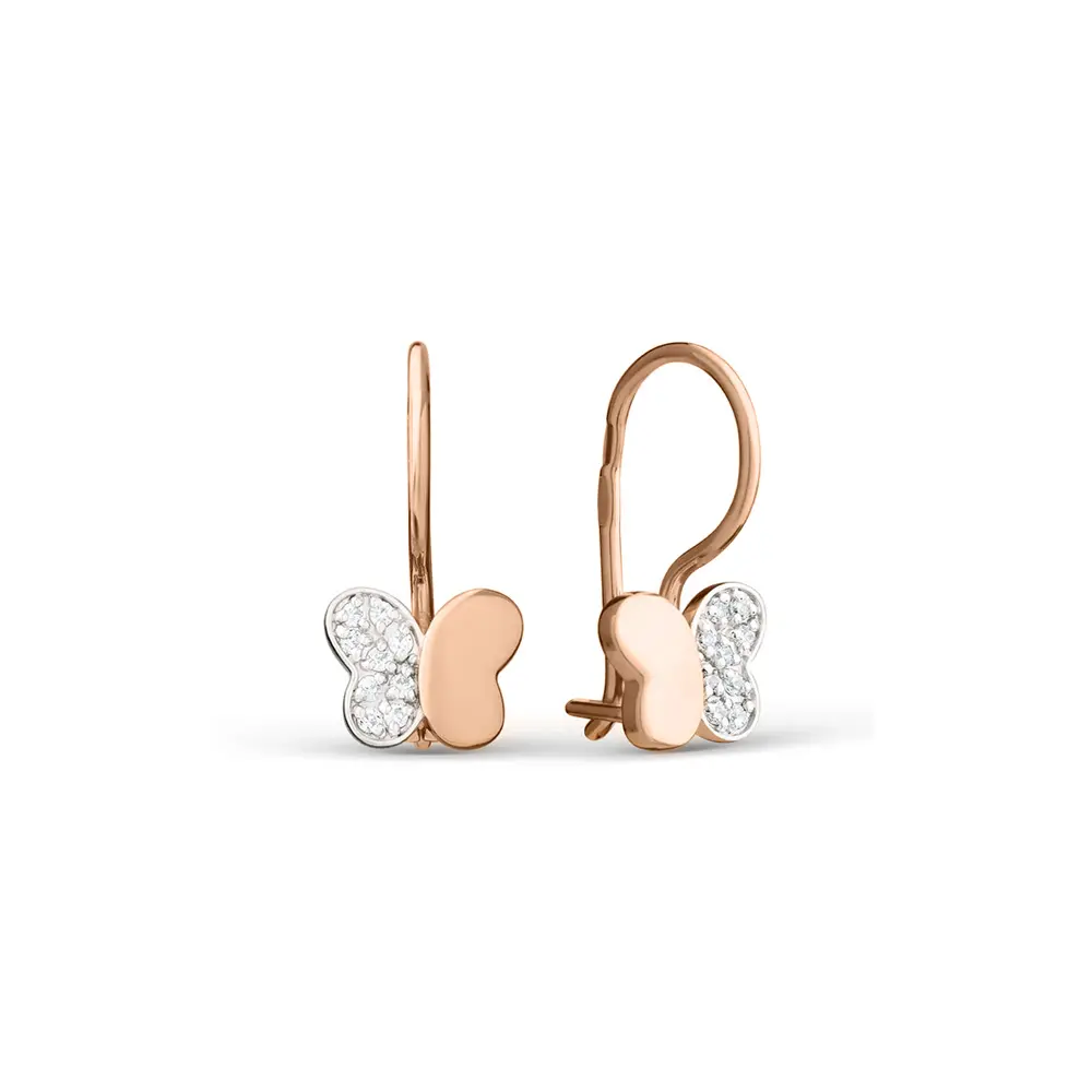 Artikelbild 1 des Artikels “Kinder-Ohrhänger „Schmetterling mit Pavé“ aus 585 Rotgold mit Zirkonia “