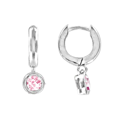 Artikelbild 1 des Artikels “Kinder-Ohrringe „Creolen mit rosa Stein“ aus 925 Silber mit Zirkonia “
