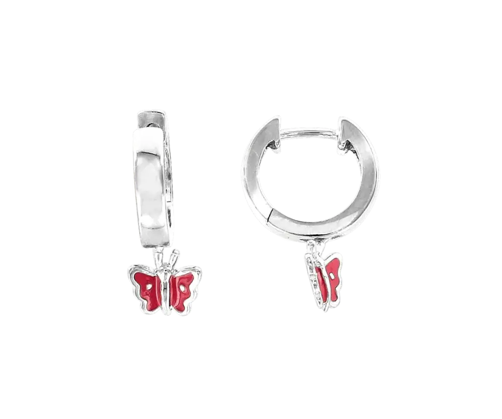 Product image 1 of the product “Children's Earrings “Hoops with Butterfly” in 925 Sterling Silver ”