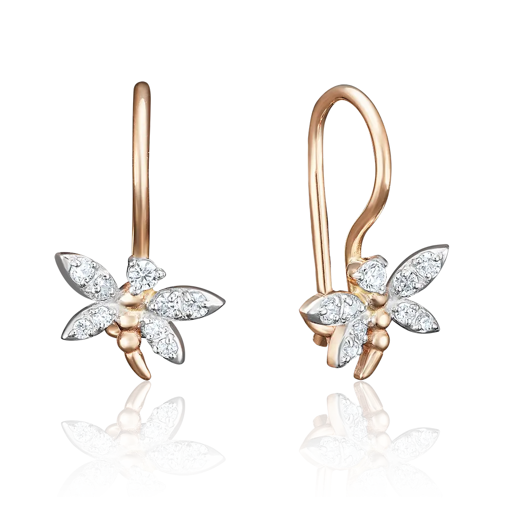 Artikelbild 1 des Artikels “Kinder-Ohrringe „Libelle“ aus 585 Rotgold mit Zirkonia, Höhe 16 mm “