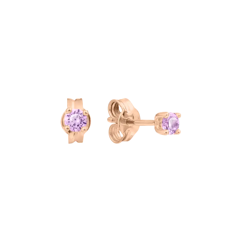 Product image 1 of the product “Children's Stud Earrings “Round with Stone” in 585 Rose Gold with Cubic Zirconia ”