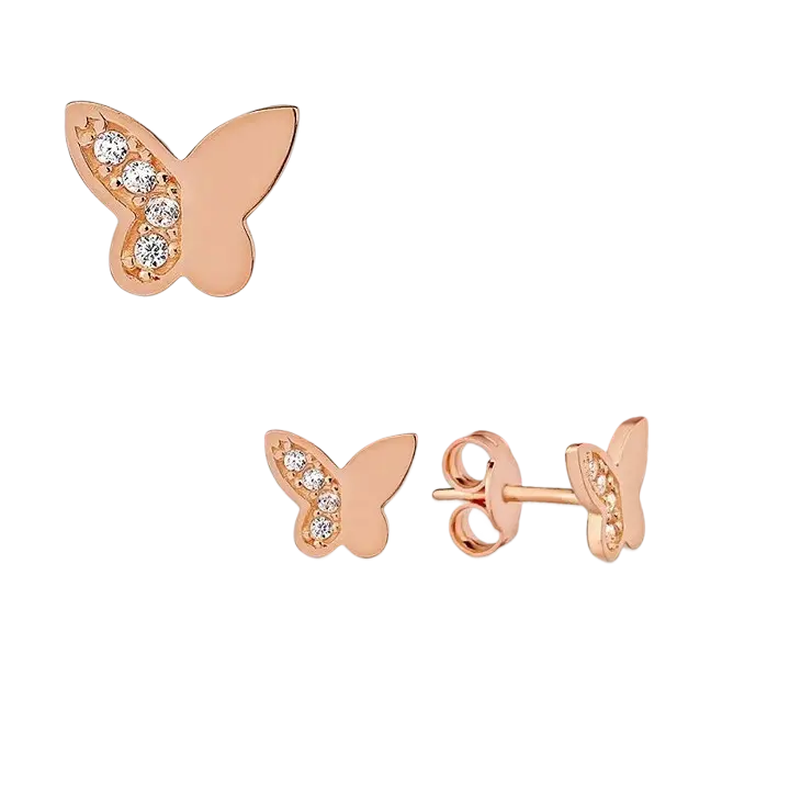 Artikelbild 1 des Artikels “Kinder-Ohrstecker „Schmetterling“ aus 585 Rotgold mit Zirkonia “