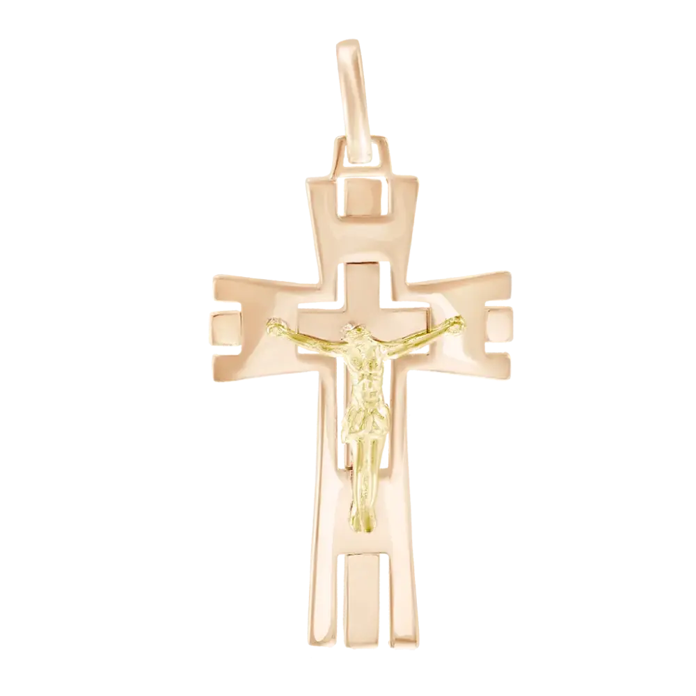 Artikelbild 1 des Artikels “Kreuz-Anhänger „Mit Kruzifix durchbrochen“ aus 585 Rotgold, Höhe 46 mm “