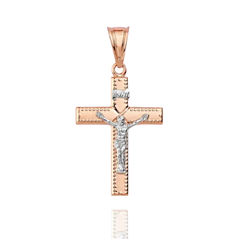 Product image 1 of the product “Cross Pendant “Bordered with Crucifix” in 585 Two-Tone Gold ”