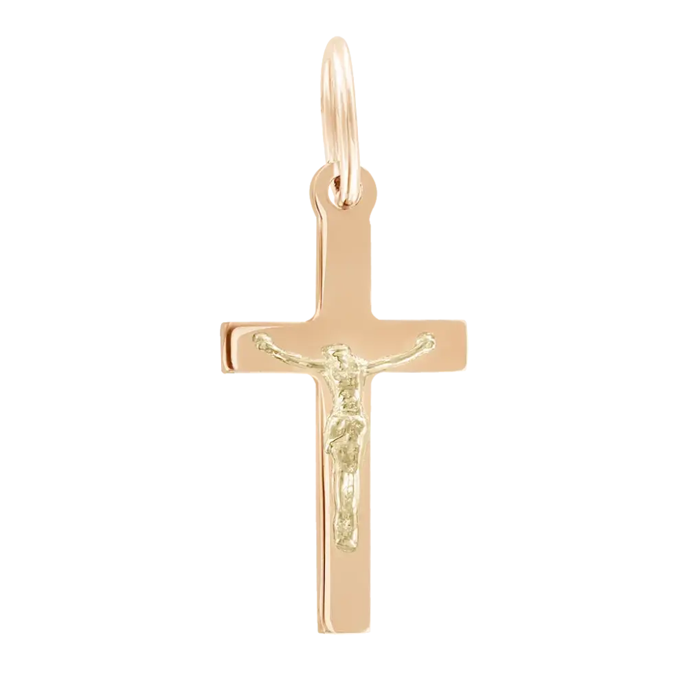 Artikelbild 1 des Artikels “Kreuz-Anhänger „Mit Kruzifix glatt“ aus 585 Rotgold, Höhe 24 mm “