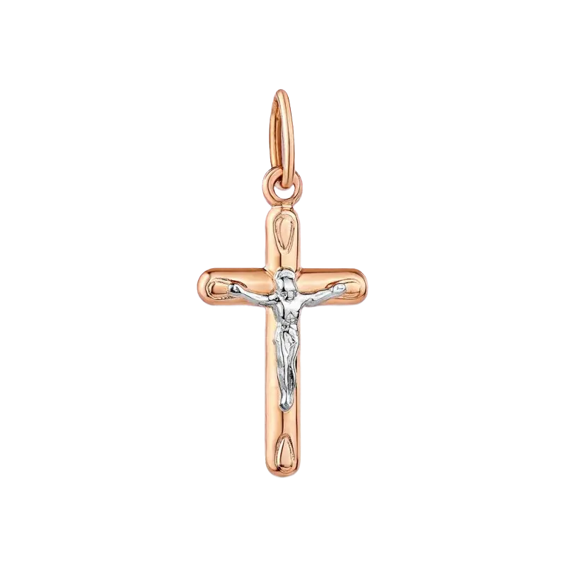 Artikelbild 1 des Artikels “Kreuz-Anhänger „Mit Kruzifix schlank“ aus 585 Bicolor-Gold, Höhe 22 mm “