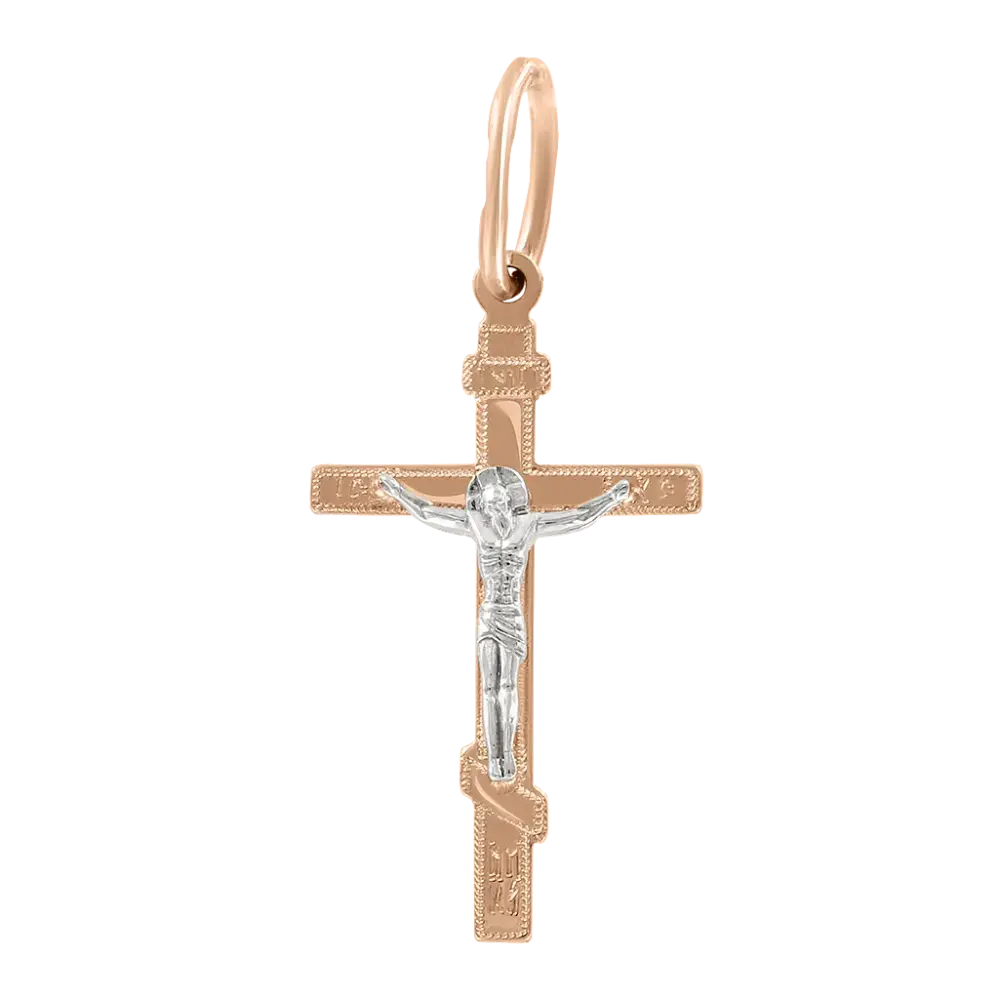 Artikelbild 1 des Artikels “Kreuz-Anhänger „Mit Kruzifix schlank“ aus 585 Bicolor-Gold, Höhe 25 mm “