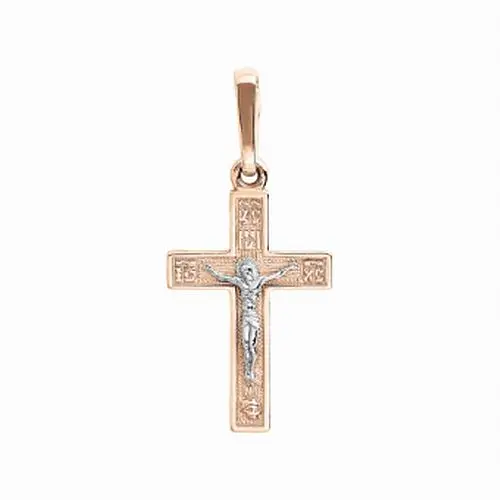 Artikelbild 1 des Artikels “Kreuz-Anhänger „Mit Kruzifix und Gravur“ aus 585 Rotgold, Höhe 23 mm “
