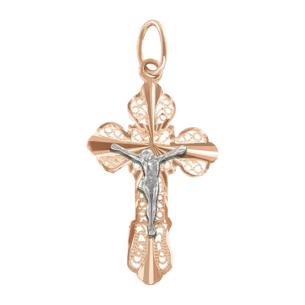 Artikelbild 1 des Artikels “Kreuz-Anhänger „Orthodox filigran“ aus 585 Rotgold, Höhe 48 mm “