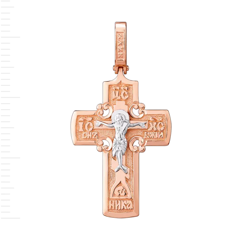 Artikelbild 1 des Artikels “Kreuz-Anhänger „Orthodox mit Gebetstext“ aus 585 Rotgold, Höhe 32 mm “