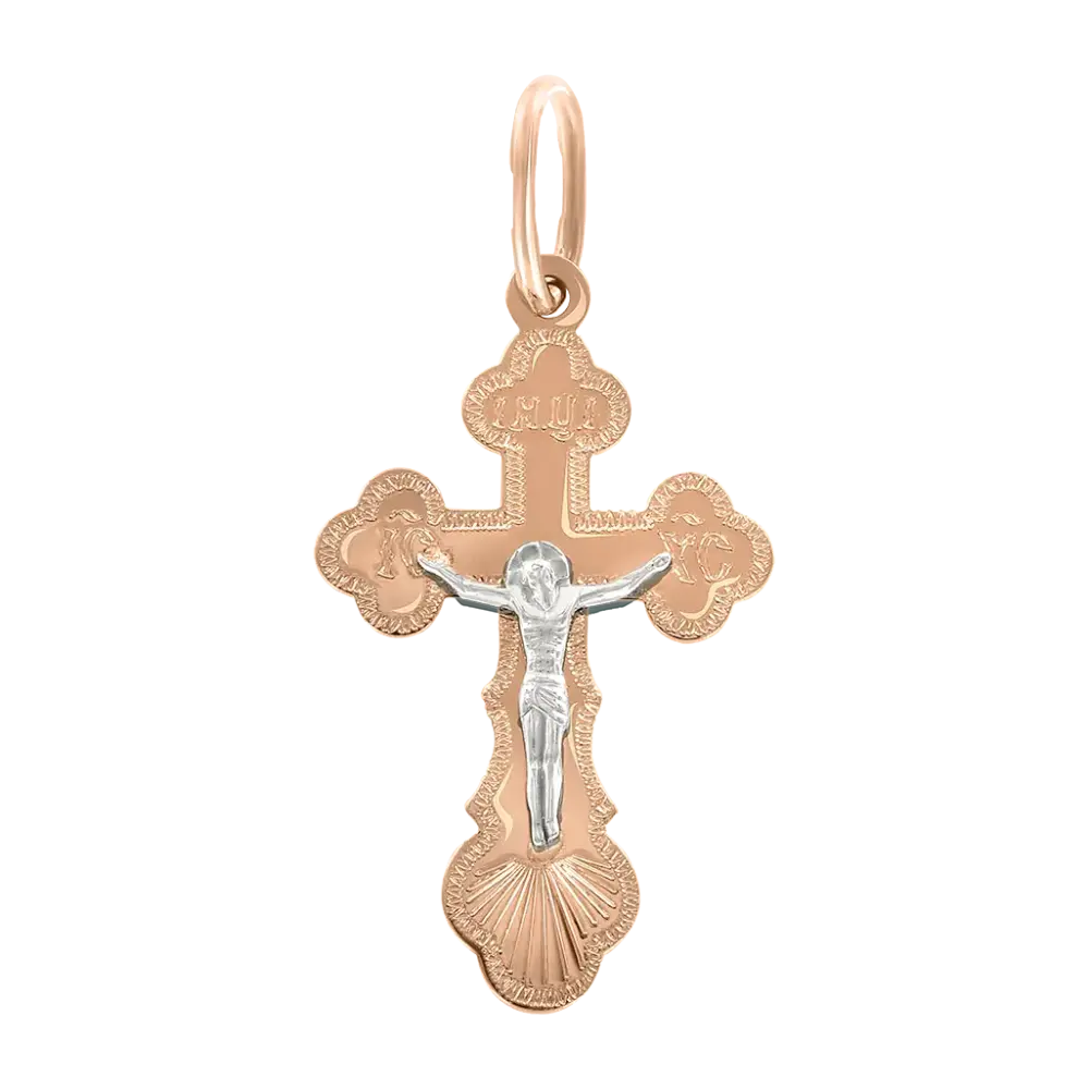 Product image 1 of the product “Cross Pendant “Orthodox with Shell Base” in 585 Two-Tone Gold ”