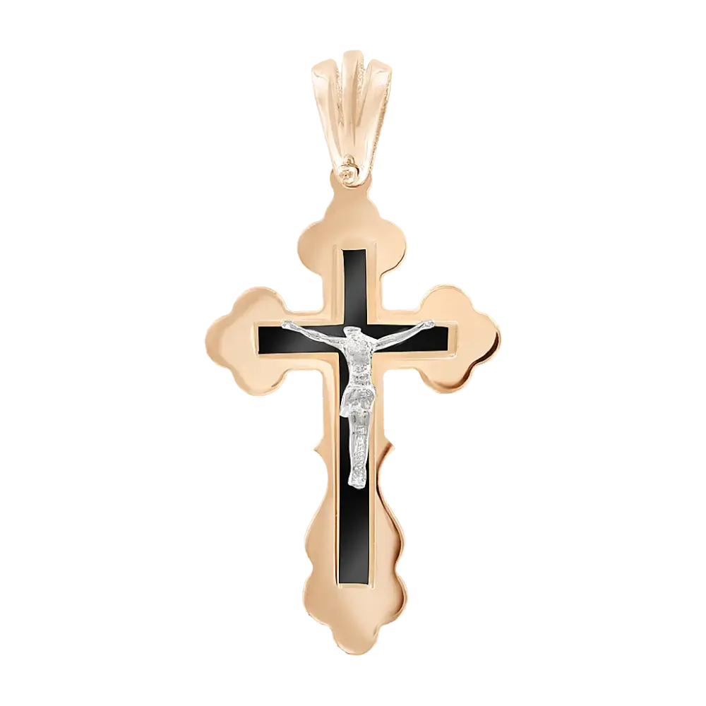 Artikelbild 1 des Artikels “Kreuz-Anhänger „Orthodox mit schwarzem Einsatz“ aus 585 Rotgold “