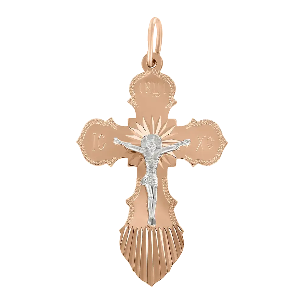 Artikelbild 1 des Artikels “Kreuz-Anhänger „Orthodox mit Strahlen“ aus 585 Bicolor-Gold, Höhe 36 mm “