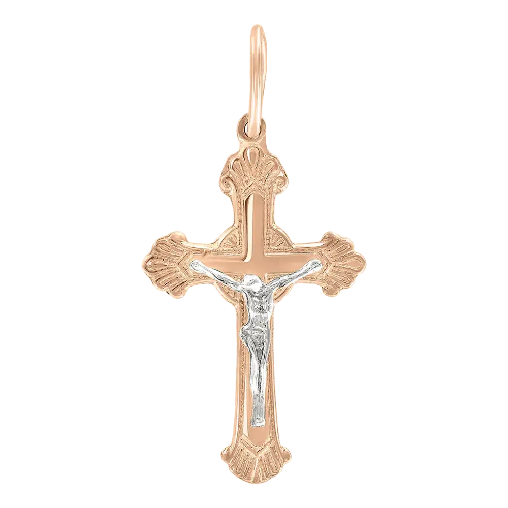 Product image 1 of the product “Cross Pendant “Orthodox with Ray Ends” in 585 Rose Gold ”