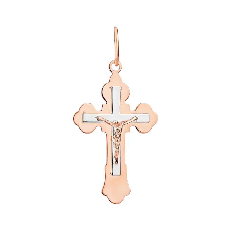 Artikelbild 1 des Artikels “Kreuz-Anhänger „Orthodox mit Weißgold-Mitte“ aus 585 Bicolor-Gold, Höhe 40 mm “