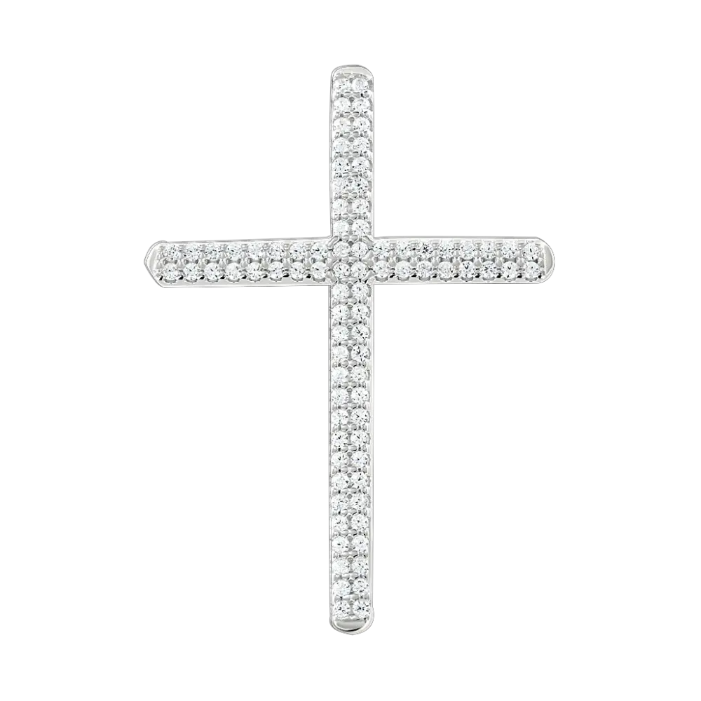 Artikelbild 1 des Artikels “Kreuz-Anhänger „Steinreihe dicht“ aus 925 Silber mit Zirkonia “