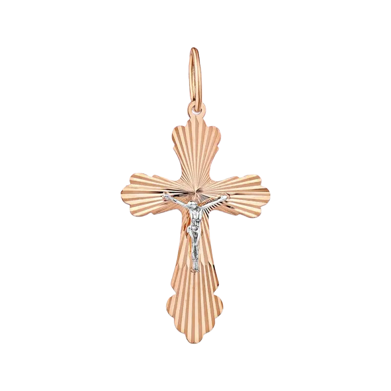 Product image 1 of the product “Cross Pendant “Rays with Crucifix” in 585 Two-Tone Gold ”