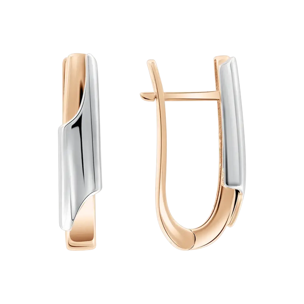 Product image 1 of the product “Drop Earrings “Arch with White Gold Accent” in 585 Rose Gold ”