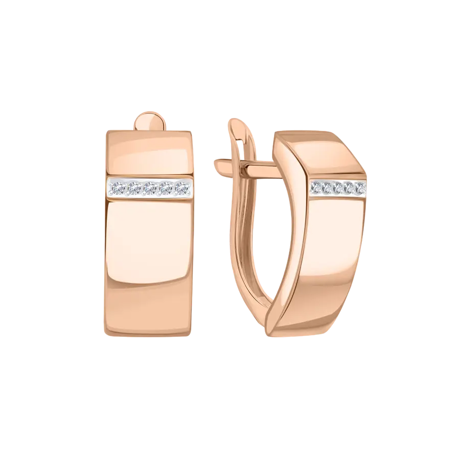 Product image 1 of the product “Drop Earrings “Wide with Stone Stripe” in 585 Rose Gold with Cubic Zirconia ”