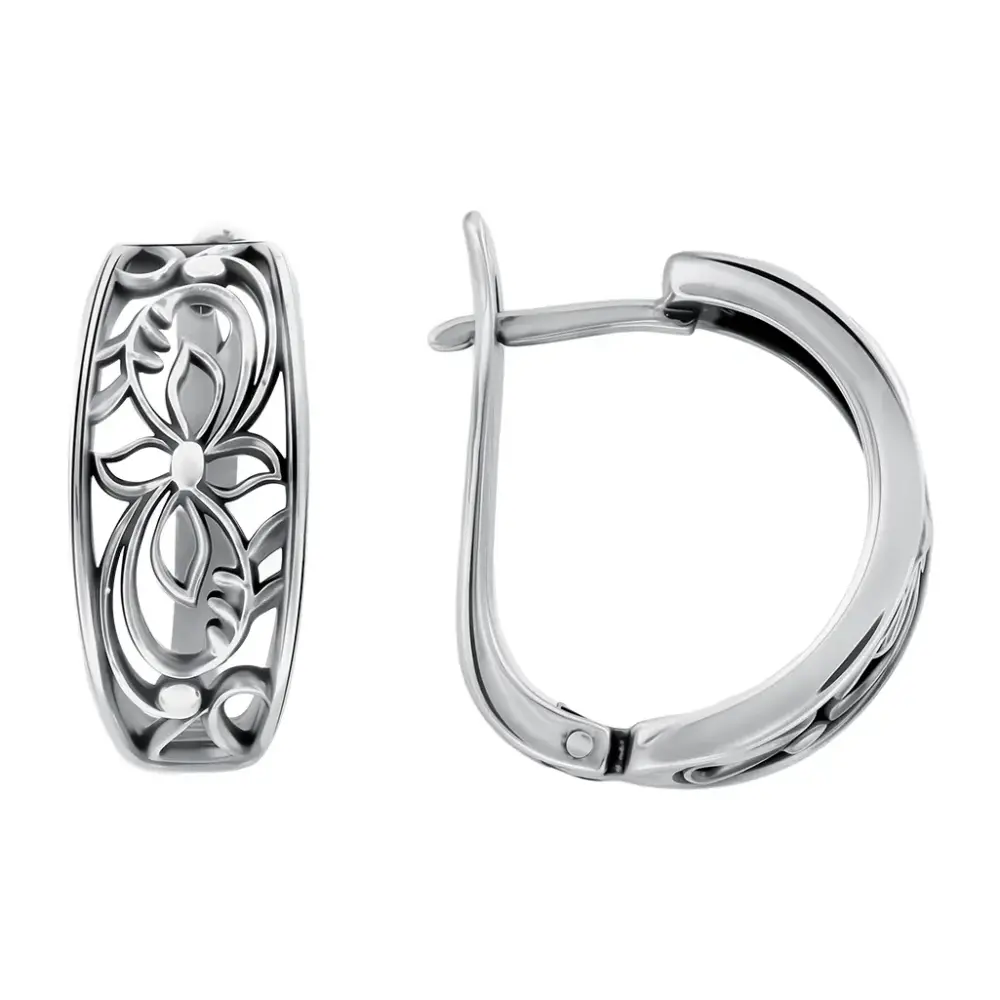 Product image 1 of the product “Drop Earrings “Openwork Floral Ornament” in 925 Sterling Silver ”