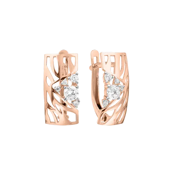 Product image 1 of the product “Drop Earrings “Openwork with Stones” in 585 Rose Gold with Cubic Zirconia ”