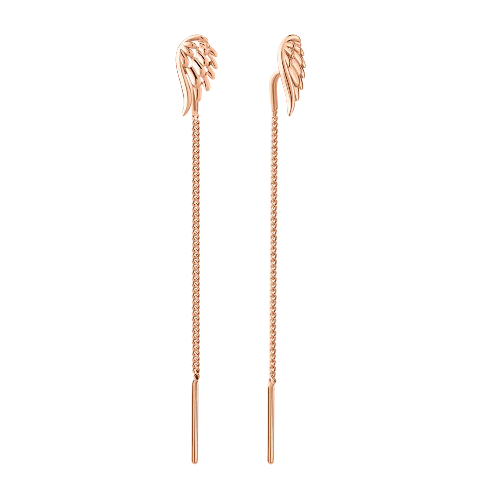 Artikelbild 1 des Artikels “Ohrhänger „Durchzieher mit Flügel“ aus 585 Rotgold mit Zirkonia “